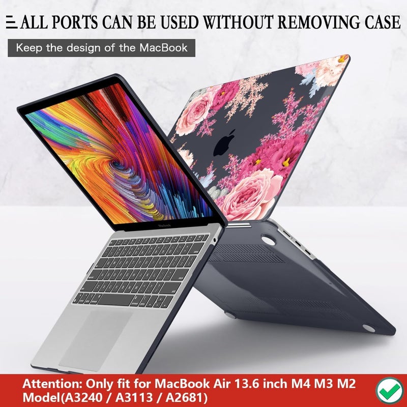 CISSOOK Laptop Cover, Hard Shell Case with Keyboard Cover for MacBook Air 13.6 inch M3 A3113 & M2 A2681, Gorgeous Flowers - Image 5
